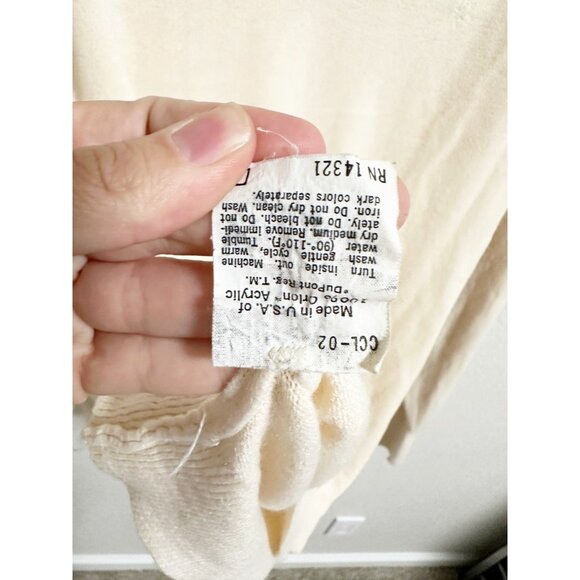 Christian Dior V Neck Long Sleeve Pullover Knit Sweater Made In USA Cream Large - Picture 3 of 6